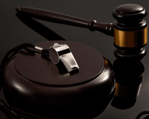 A whistle on a judges gavel
