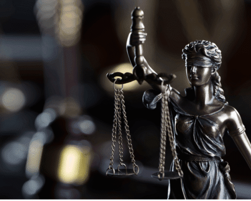 Lady Justice statue with scales