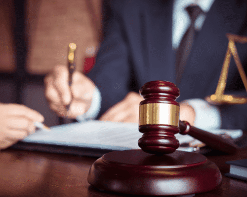 Gavel and legal consultation in office
